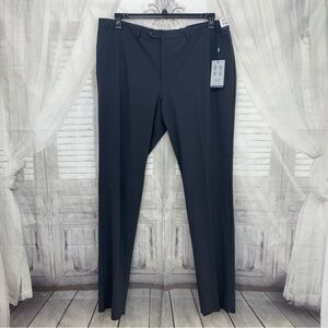 Hart Schaffer Marx Size 42 Reg Gray New York Straight Flat Front Dress Pants NEW